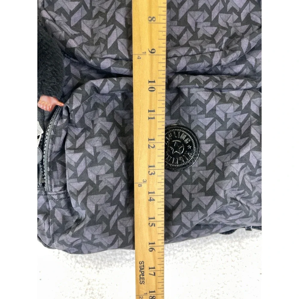 Kipling Seoul Geometric Print Backpack Womens OS Gray Travel School Monkey Charm